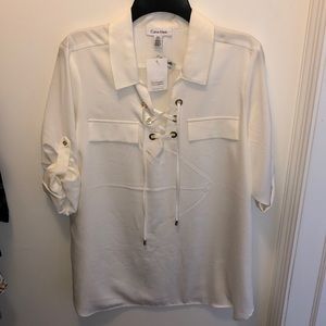 Front Lace-Up Blouse